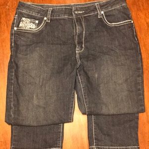 Ladies 15-16 unbranded blue jeans with cross